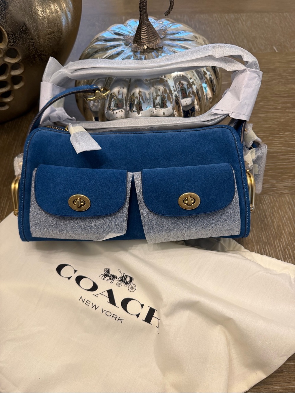 BNWT AUTHENTIC Coach Blue Jay Suede Haversack 27